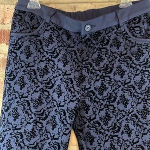 Soft surroundings velvet patterned straight leg pants medium